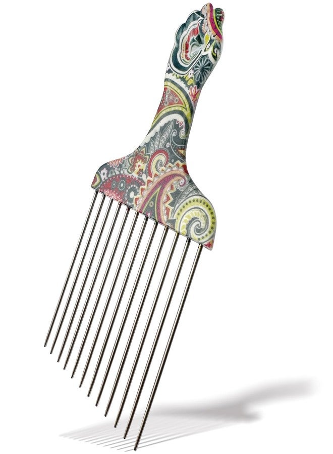 Zoolinn Stainless Steel Professional Hair Styling Pick Comb, Ideal for Afro and Curly Hair, Unisex Design - Image 1